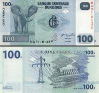 *100 Frankov Kongo Dem.Rep. 2007, P98a UNC - Kliknutím na obrázok zatvorte -